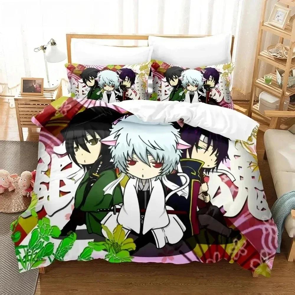 NEW 3D Anime Gintama Bedding Set Quilt Cover Pillowcases Single Double Full Queen King Kids Teens 3D Sakata Gintoki Duvet Cover