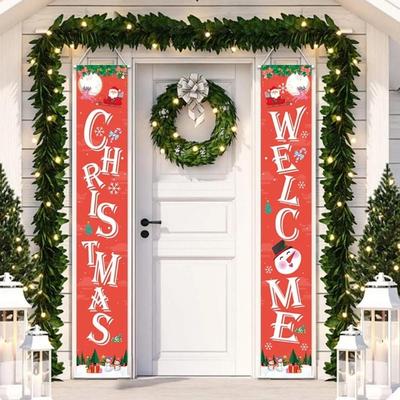 New Year Couplet Flag Christmas Door Curtain Couplet Outdoor Decoration Door Couplet Holiday Party Hanging Flag