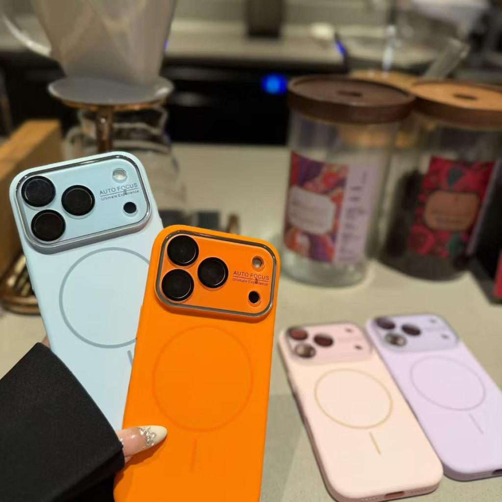 Apple iPhone 16 Pro Max Silicone Case with Large Window & Magnetic Thin Ring, Soft & Simple, Compatible with iPhone 15 & 17.