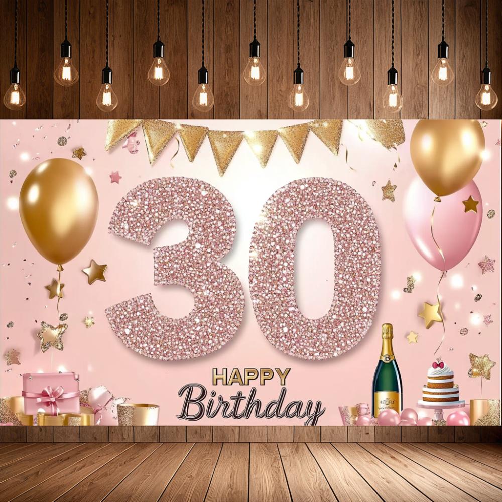 Birthday Decorations Elegant Custom Banner Birthday Backdrop Glitter Mitzvah Backdrop For Photo Shoot Party