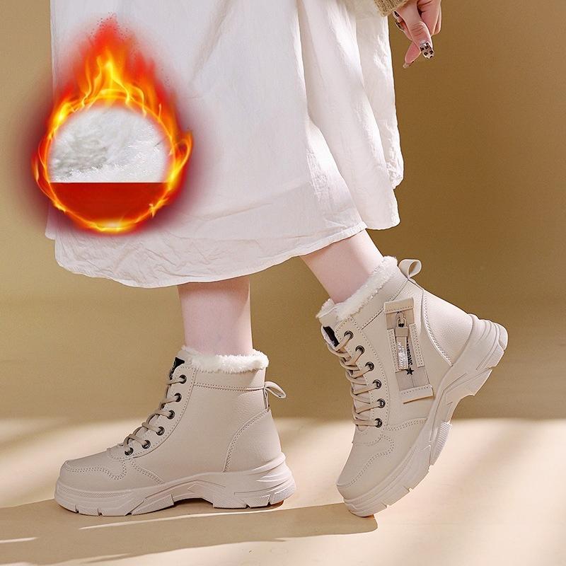 Winter Thick Women's Snow Boots with High Top and Velvet Thick Bottom Women's Shoes Warm and Anti Slip Women's Cotton Shoes