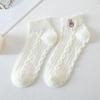 Ladies Summer Thin Lovely Embroidered Pure Cotton White Boat Socks