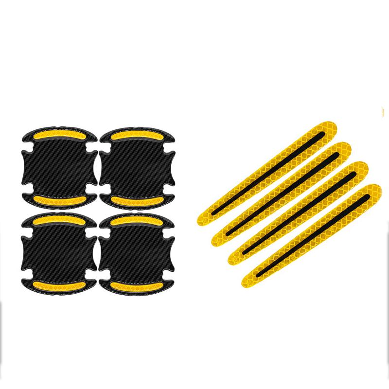 8PCS New Carbon Fiber Car Door Bowl Handle Reflective Paint Anti-collision sticker General-Purpose 3D Carbon Fiber Car Sticker