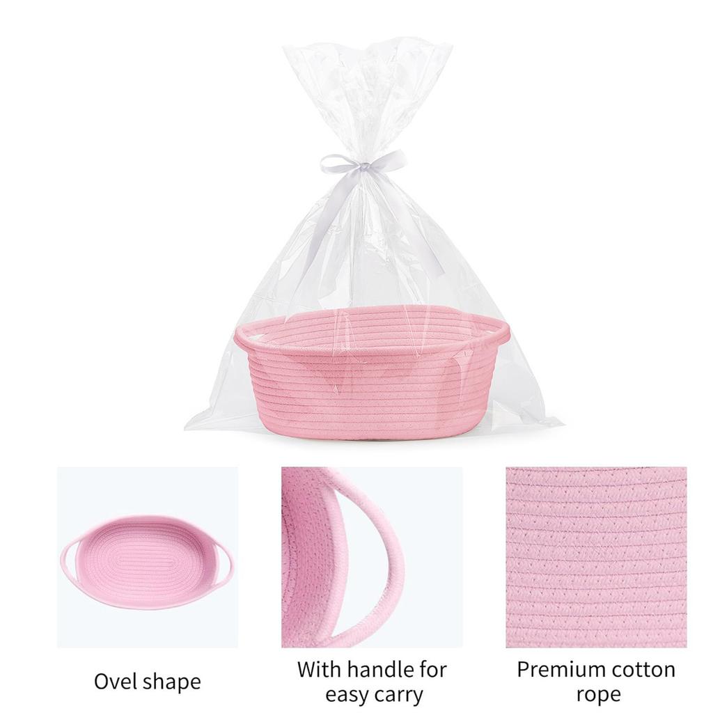 Spacious Woven Storage Basket With Durable Cotton Rope And Elegant Handle Woven Storage Holder For Home Organization