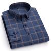 Men Dress Shirt Cotton Flannel Striped Autumn Winter Warm Clothing Long Sleeve Regular  Fit Smart Casual Business Shirts for Men