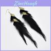 Bohemian Feather Pendant Earrings For Women With Alloy Material And Vintage Style