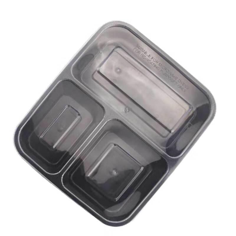 Disposable 3-Compartment Black Takeaway Container