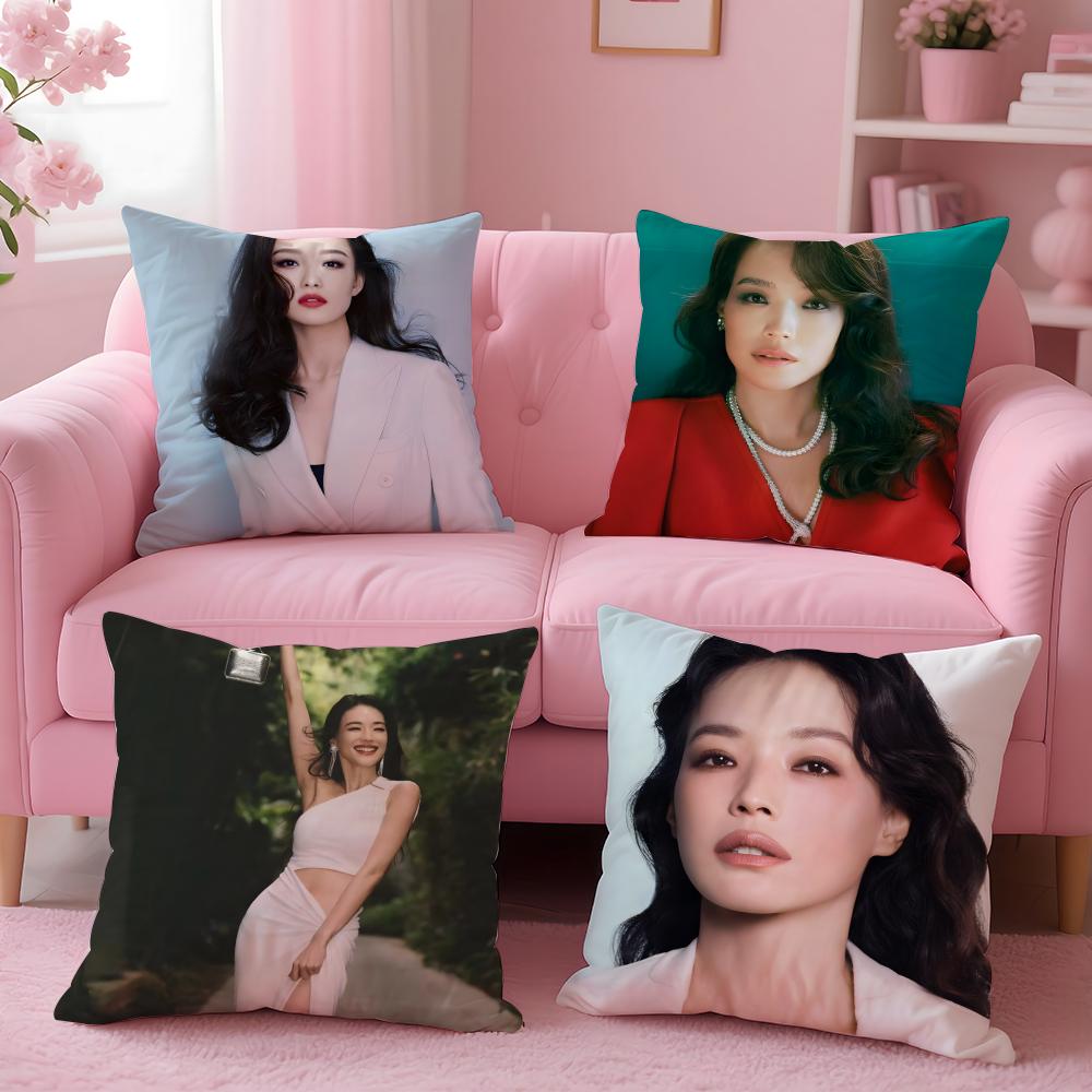 Chinese Star Fashion Elegant SShu Qi Cushion Cover Pillow Case Soft Friendly Fabric Concealed Zipper