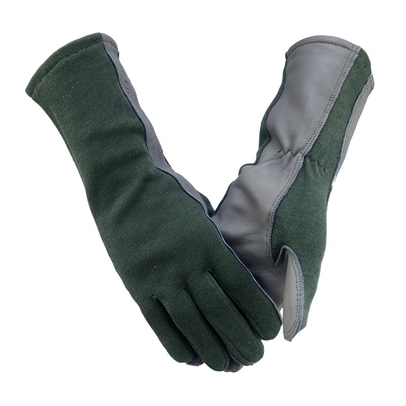 XYEHS 1 Pair Long/Short Cuff Leather Military Uniform Supply Pilot Safety Work Gloves Fire-Resistant Aramid Flight Gloves
