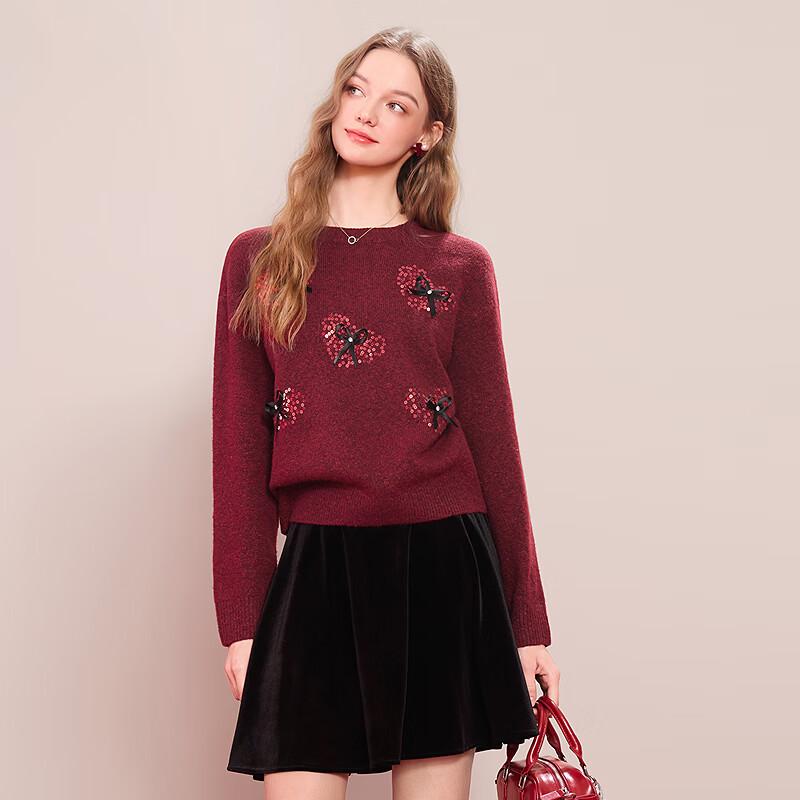 Betu Women's Festive Sequin Bowknit Slimming Top