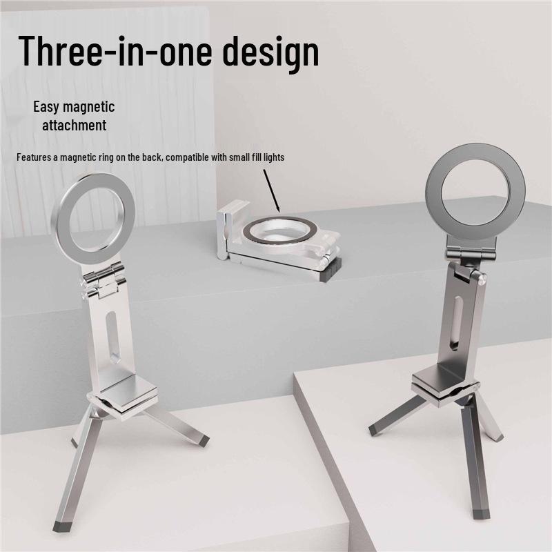 ABS Magnetic Foldable Phone Stand: Portable Desktop Tripod for Live Broadcast