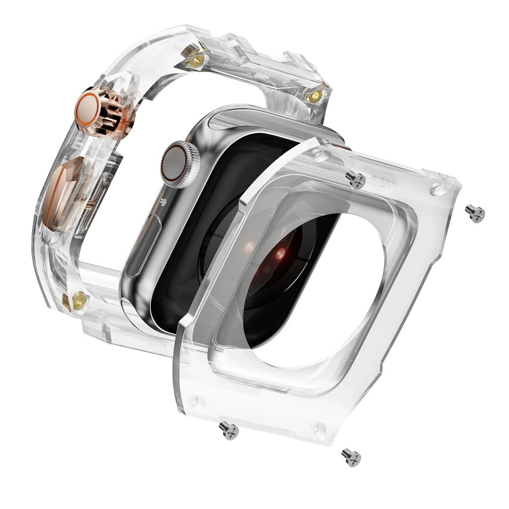 Transparent Modification Kit For Apple Watch 11/10 46mm 42mm/Ultra 2 3 49mm Series 9 8 7 6 5 SE 45mm 44mm 40 41mm Refit Mod Case