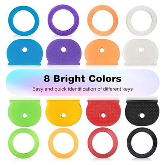 24/32/40 Pcs Colored Key Caps Flexible Round Rubber Key Covers Semi-circular Key Tags Identifiers for House Keys Non Odd-Shaped Keys