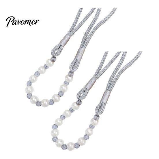 Non-damaging Curtain Holders 2Pcs Tiebacks with Pearls, Handmade Decorative Holdbacks Rope, Outdoor Farmhouse Elegant Tie Backs for Curtains,