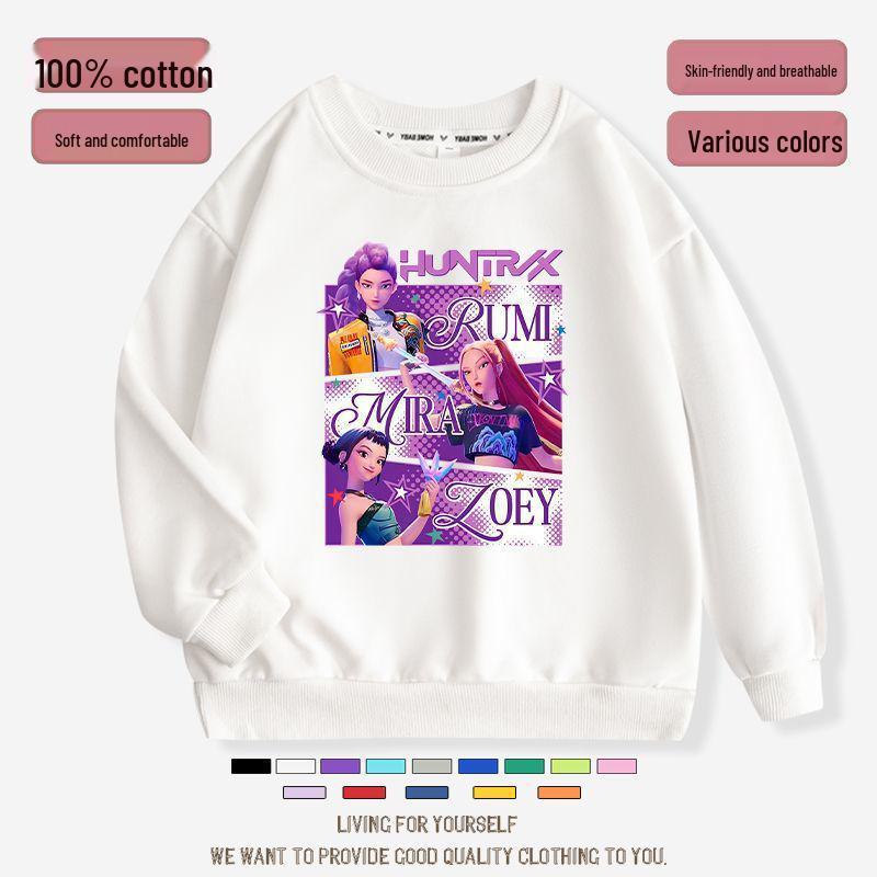 K-pop Monster Hunter Witch Girls' Hoodie - Stylish Autumn/Spring Round Neck Casual Top for Children