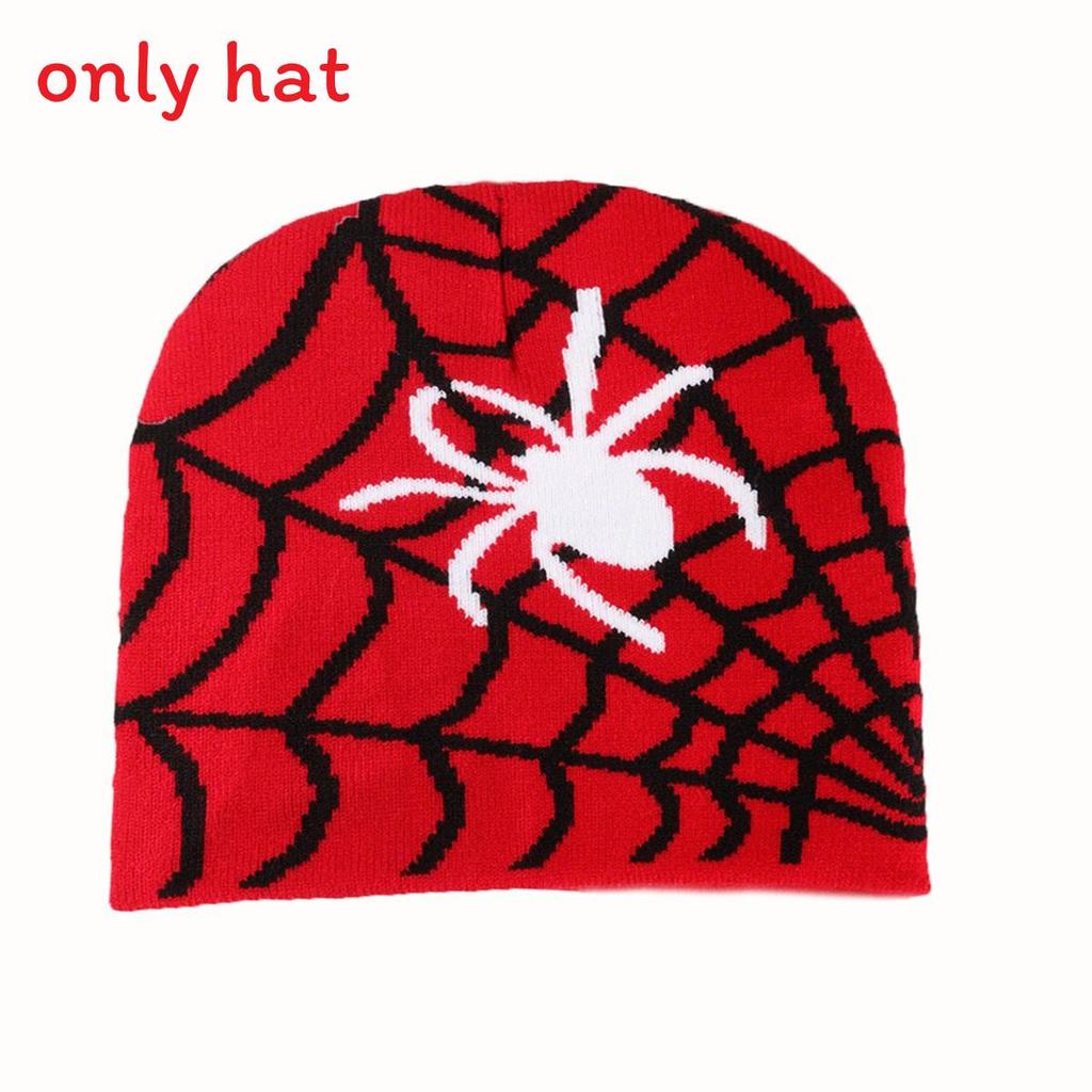Spider Pattern Knit Beanie For Men And Women Warm Streetwear Fashion 2023