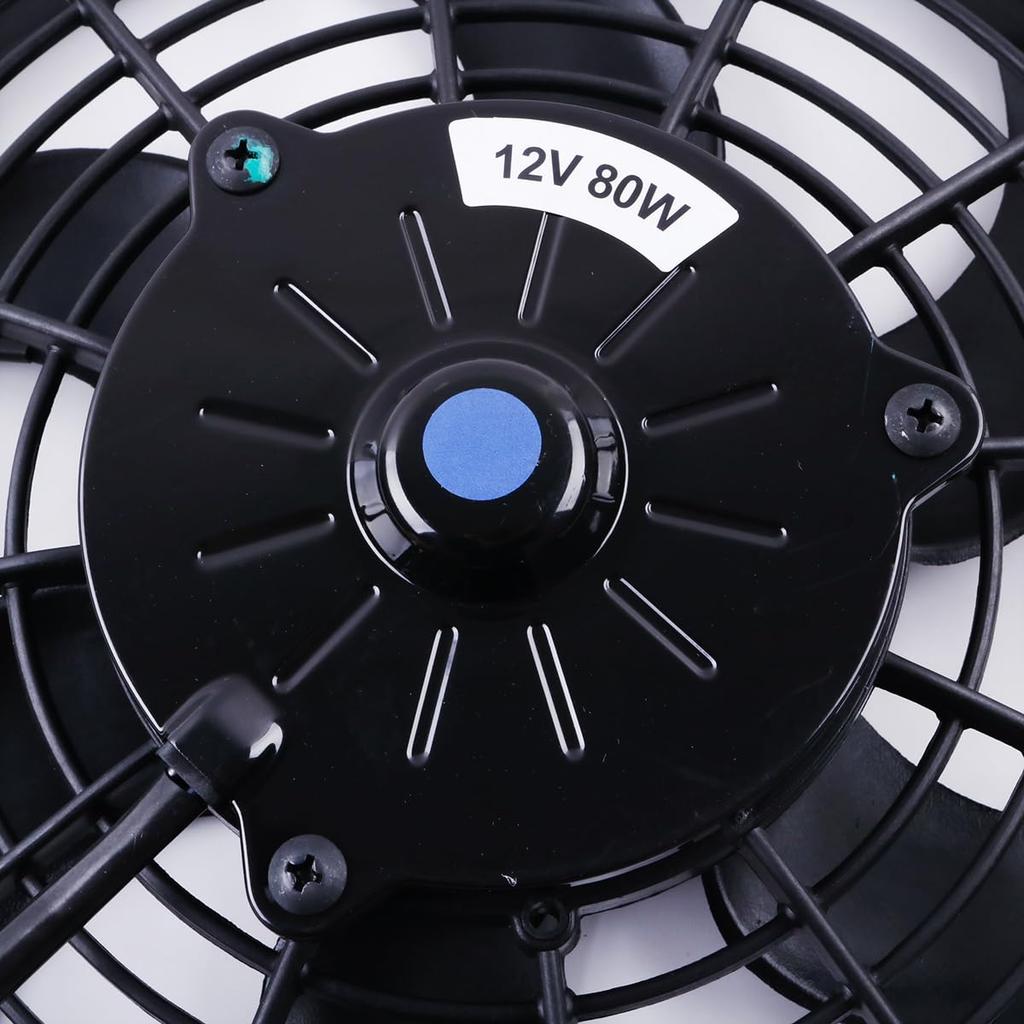 ZAP Performance 10-inch Engine Cooling Fan, Electric Radiator, Universal Slim Push-Pull Cooling Fan, Engine Kit, 12V, 80W Power, Universal, Black, wit