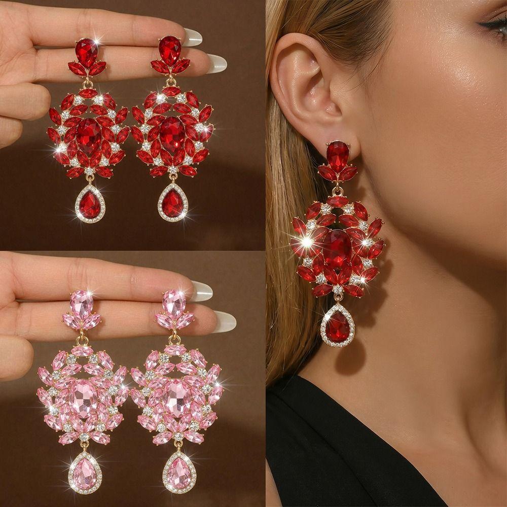 Earrings Floral Shaped Earrings Crystal High-end Design Earrings Women