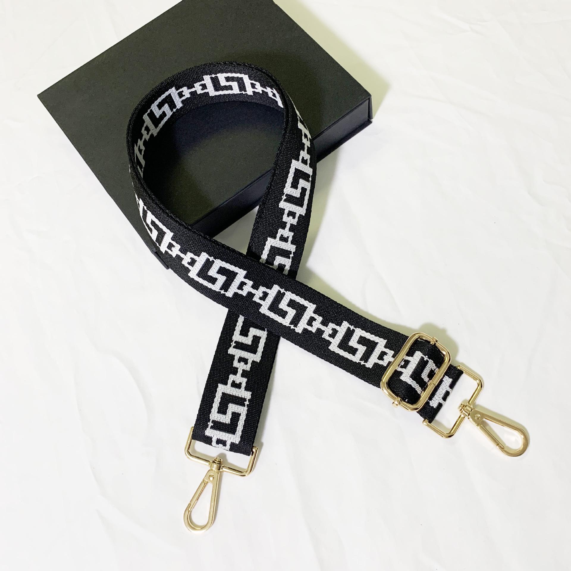 

Cross-Border Free Shipping: 3.8CM Color-Block Faux Leather Shoulder Bag Replacement Strap - Thickened Bag Accessory Gun Black Buckle черный белый