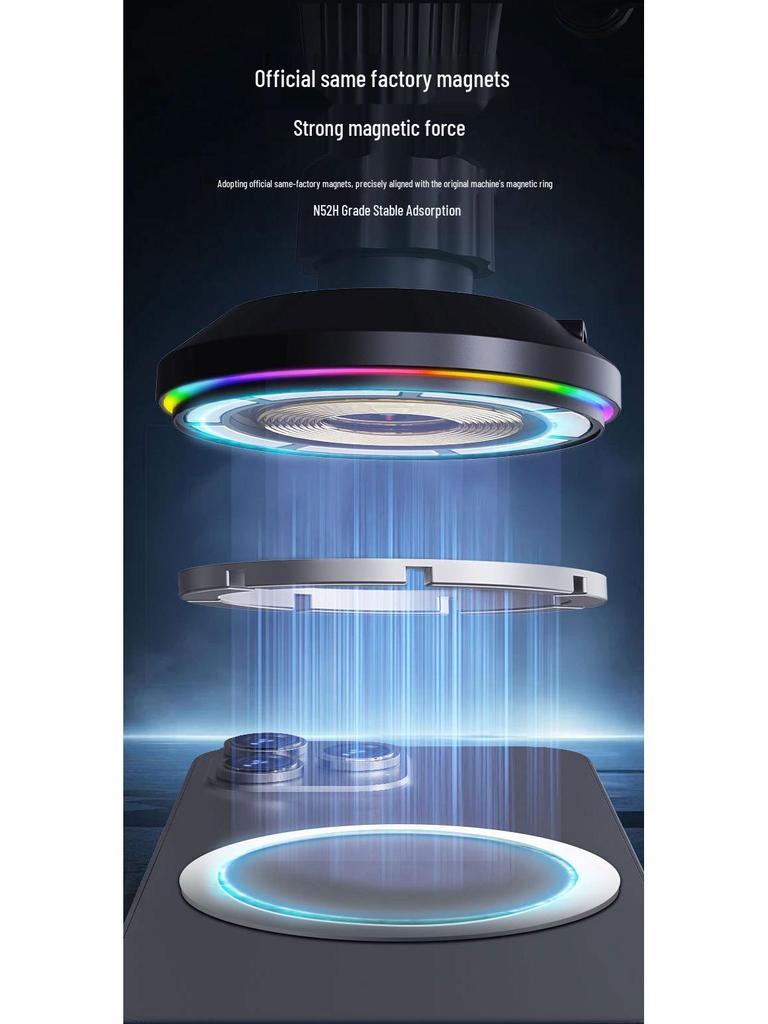 RGB Magnetic Wireless Car Charger & Phone Holder - 15W