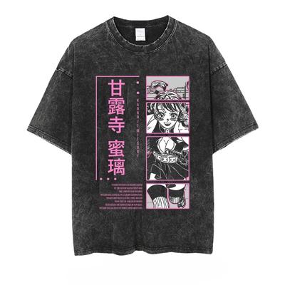 Men's T-shirt Anime Demon Slayer Printed Washed Vintage Loose Fit Women's Short-sleeved Tee Oversized Gym Y2k Clothes Top Summer
