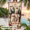 Teddy Bear Theme Beach Towel Personalized Custom Name & Text Soft Quick Dry Beach Towel for Swimming Travel