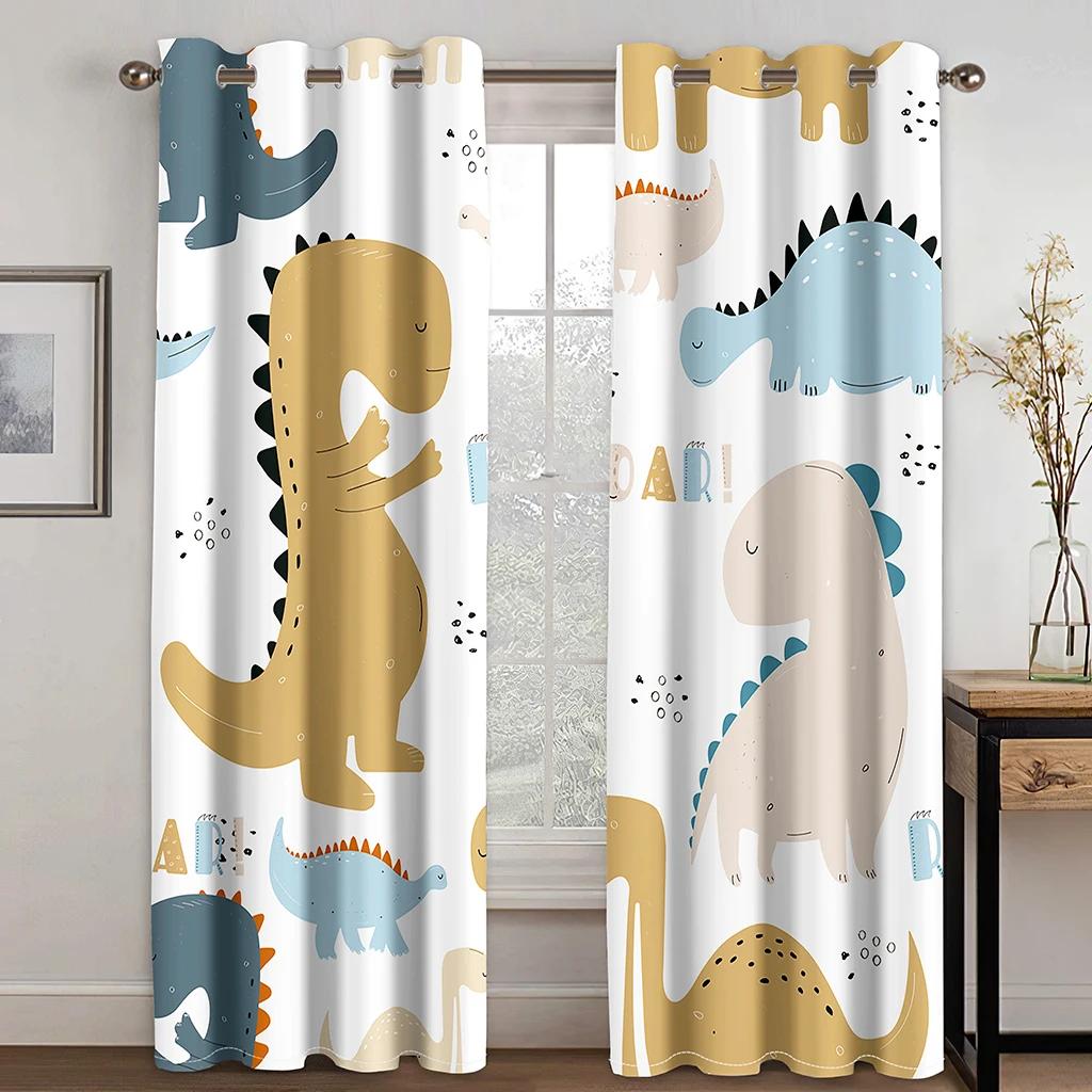 Cartoon Boys Lovely Dinosaur Curtains Colorful Safari Wildlife Funny Animal Child Dinosaur Curtains for Kids Bedroom Living Room