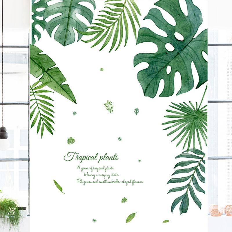 Tropical Leaves Plant Wall Stickers Decal Decor Art Mural for Living Room Bedroom