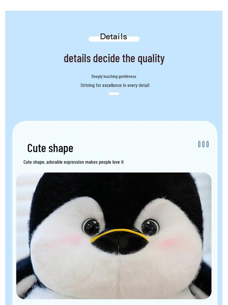 Aquarium Black & White Penguin Plush Toy - Customizable Children's Doll