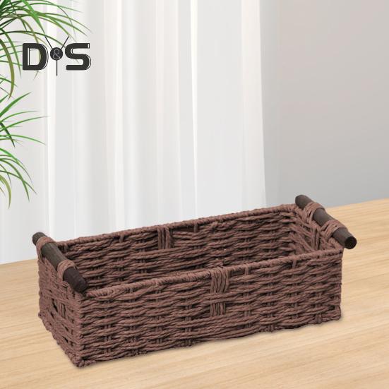 Rechteckiger Aufbewahrungskorb mit Griff, großes Fassungsvermögen, Mehrzweck, handgefertigt, dekorativ, geflochtener Korb, Dekoration