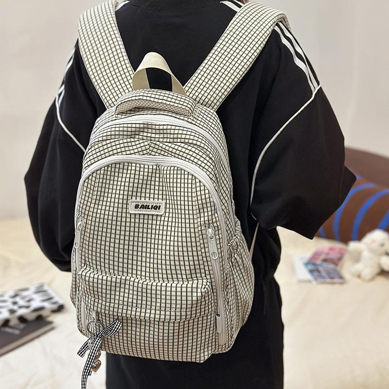 Plaid Print Student Schoolbag Women Campus Backpack