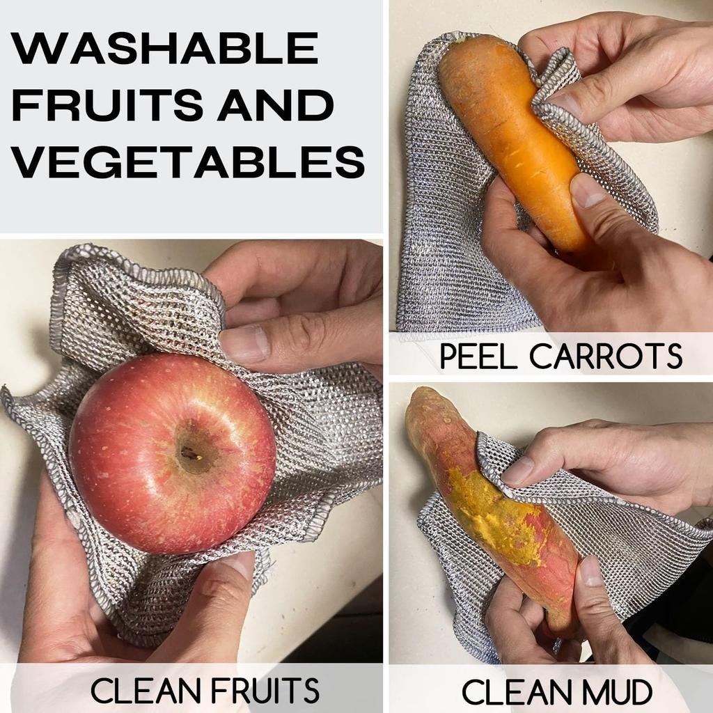 20/1 stücke Magisches Geschirrtuch Silberdraht-Reinigungstücher Küchengeschirr-Topfwaschtuch Doppelseitige verdickte Handtücher Stahldrahtlappen