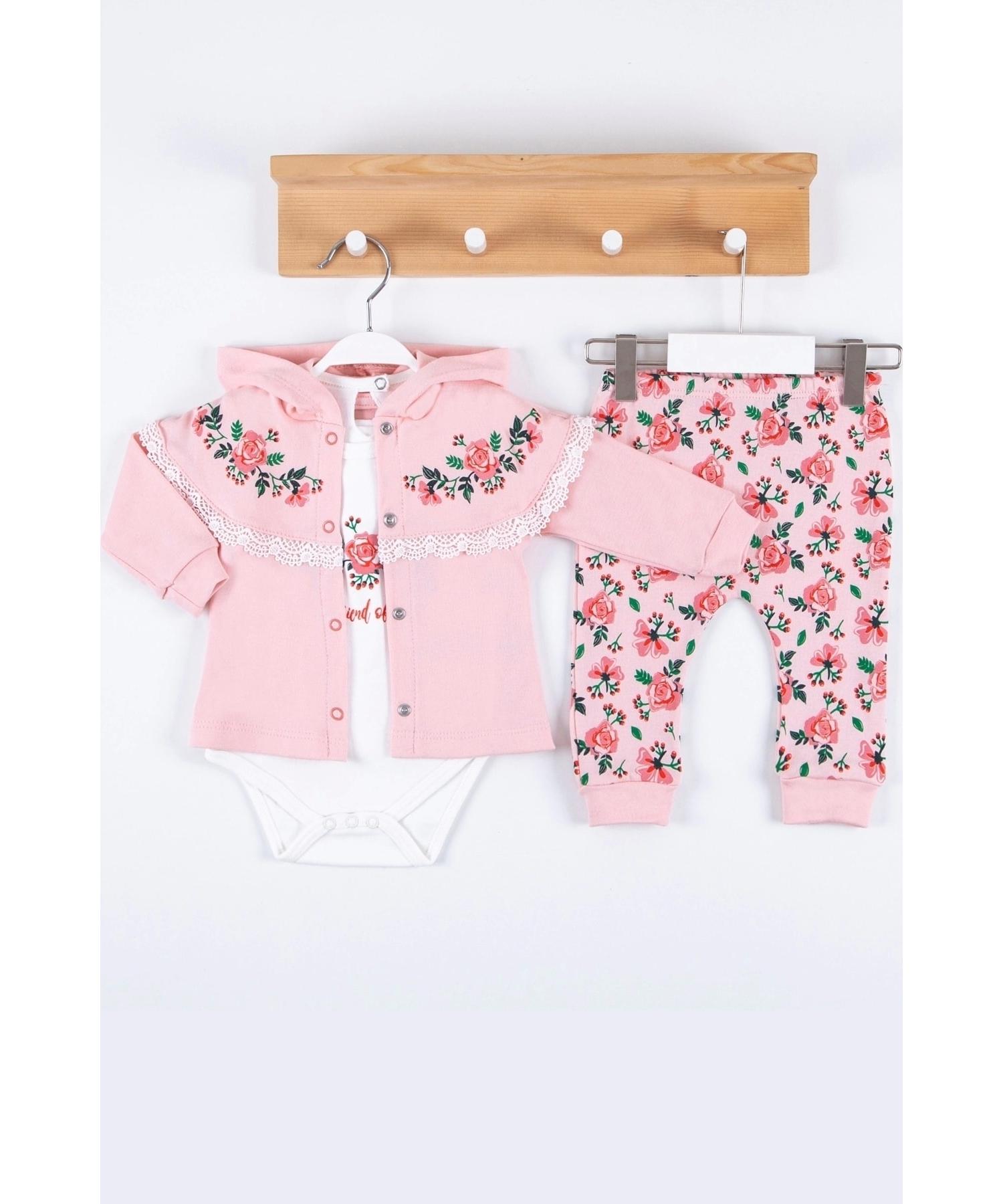 

Костюм-тройка для девочки из 100% хлопка с вышитым кардиганом Flover