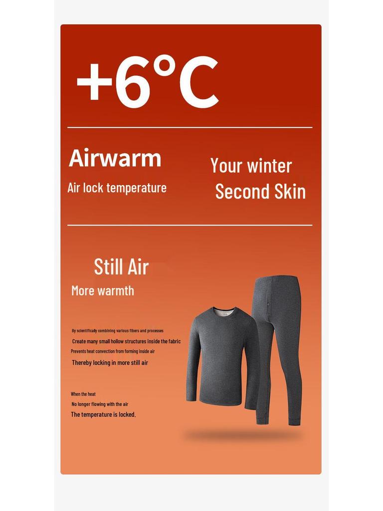 2025 Men's Extra Thick Mulberry Silk & Wool Fleece-Lined Warm Underwear Set for Autumn/Winter