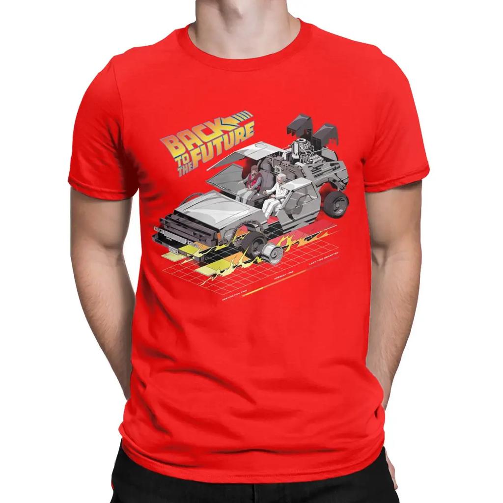 Funny Back To The Future Retro T-Shirts for Men Crew Neck Pure Cotton T Shirt Short Sleeve Tee Shirt Summer Clothing