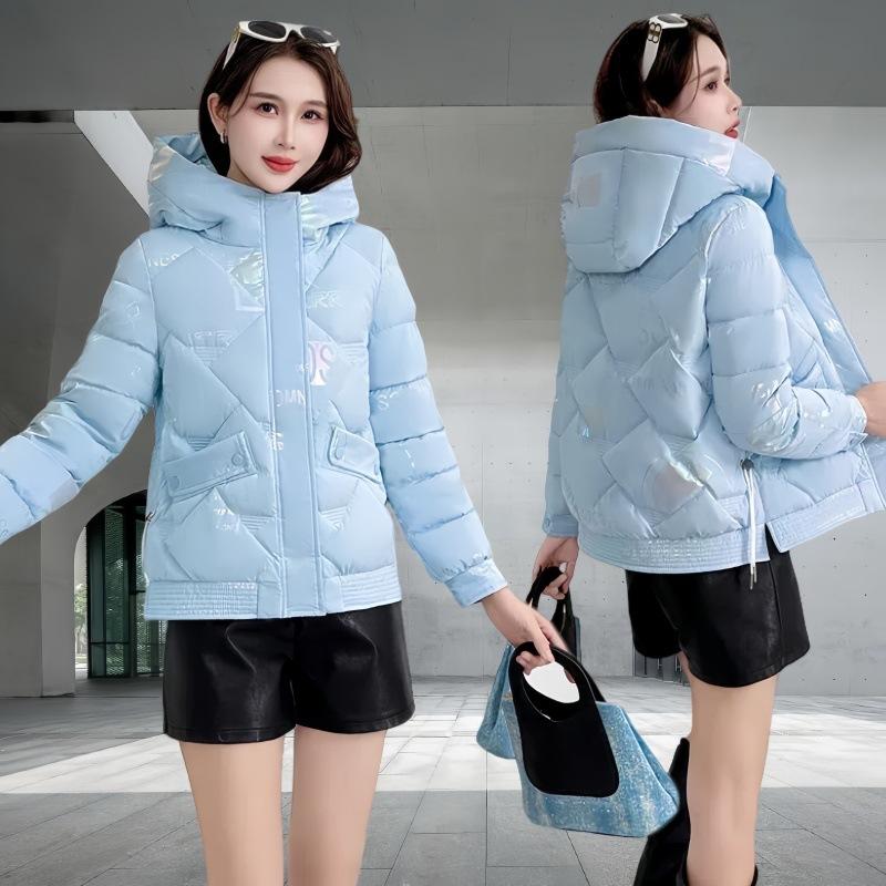 Colorful glossy down cotton-padded jacket for women's short winter new thickened cotton-padded jacket
