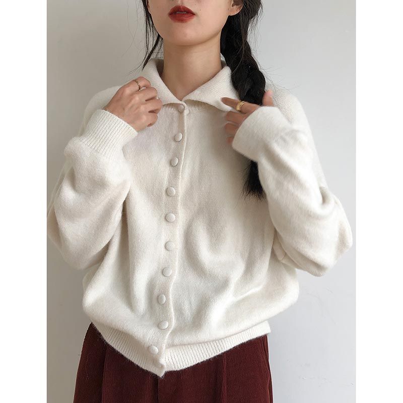 Soft Comfortable High Neck Sweater Cardigan Women Simple Single Breasted Cardigans Coat Autumn Solid Knitted Outerwear Lady