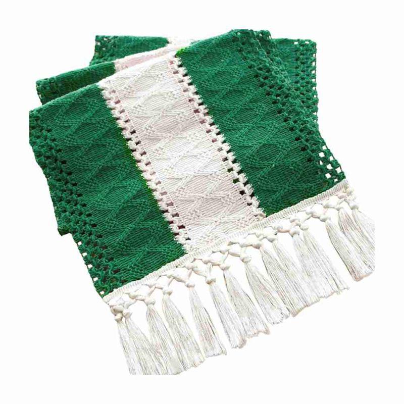 

ABJI-Green Tablecloth Suitable For Farmhouse Home Decoration A Fringed Tablecloth Dining Room Bedroom Decoration