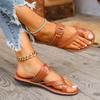 New Summer Women's Plus Size Toe Loop Fashion Flat Casual Slide Sandals
