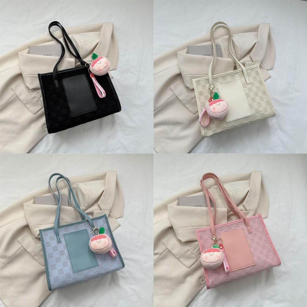 Vintage Student Tote Bag For Women Fashionable Casual Large Capacity Shoulder Bag