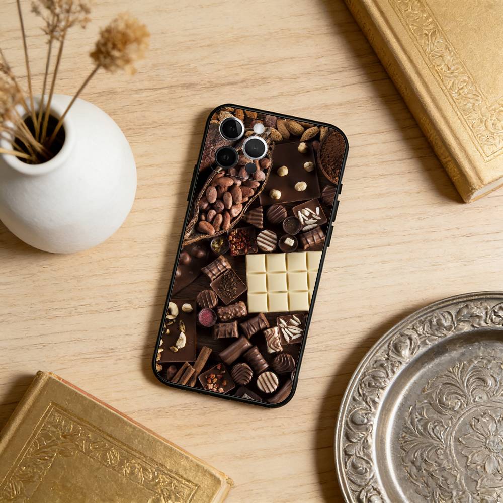 C-Chocolate-TE Phone Case For iPhone 17,16,15,14,13,12,11 Plus,Pro Max,Soft Silicone Black Cover