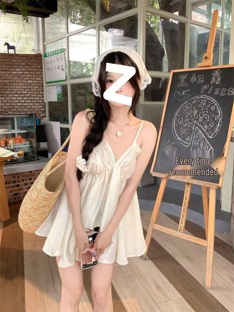Chic Irregular Pleated Suspender Top – Summer Style for Fashion-Forward Women