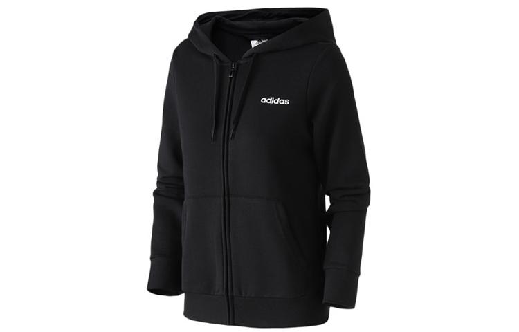 Adidas Sweatshirts Unisex Black Hooded Moderate Cardigan DP2414