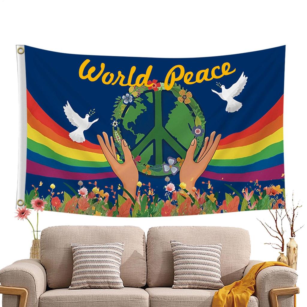 Peace Garden Flag 3x5ft Vivid Color Outside World Peace Banner for Outside Patio Porch Terrace Balcony Holiday Sports Events