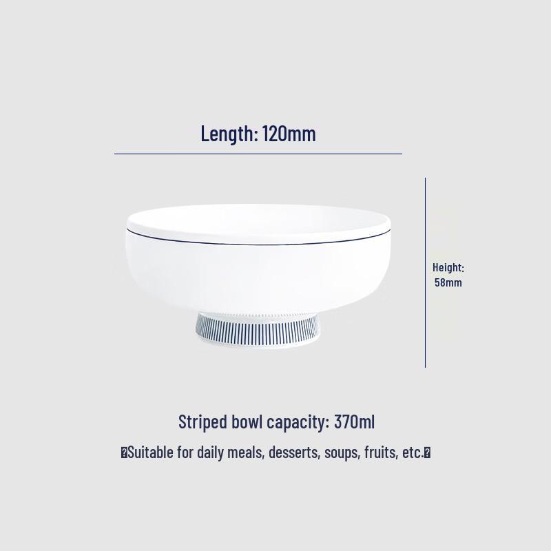 Zhexuejia Vertical Stripe Ceramic High-Footed Bowl