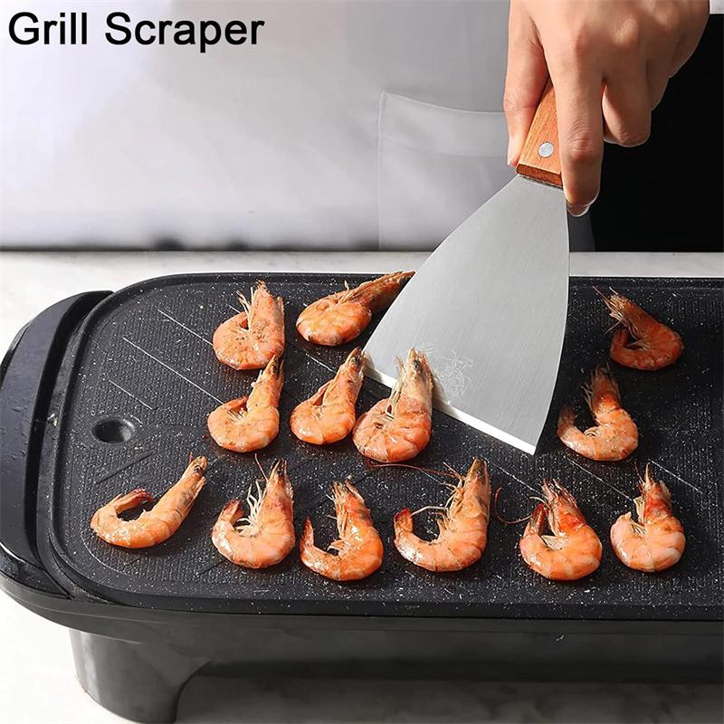 Stainless Steel Blade Grill Slant Edge Scraper Burger Spatula Turner Non Stick Pizza Shovel Pancake Beef BBQ Cooking Utensils