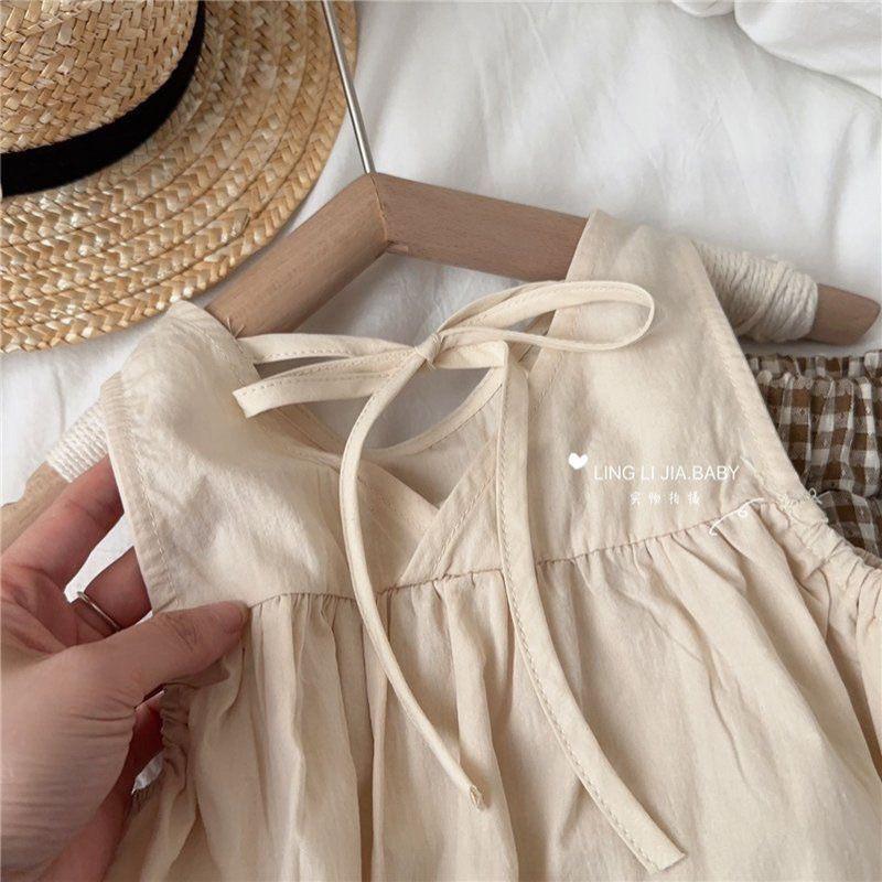 Baby Girl Summer Cotton Linen Sleeveless Vest Two Piece Set Stylish Casual Outfit For Toddler Kids