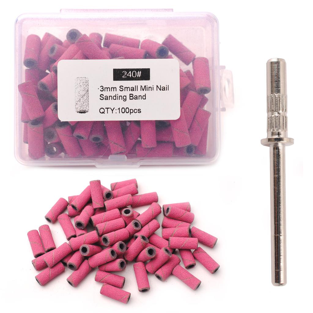 100pcs 3.1mm Mini Sanding Bands Kits Nail Drill Bits Mandrel Sets Electric Manicure Accessories Tool Dead Skin Remover nail file