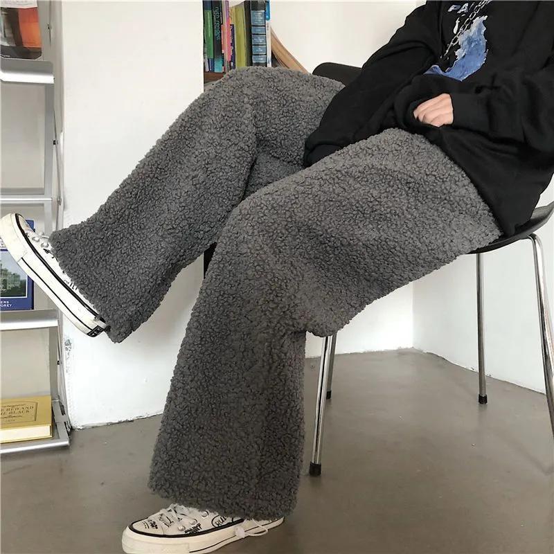 Women's Winter Padded and Thickened Solid Color Thermal Pants Straight Casual Loose Comfortable Pants