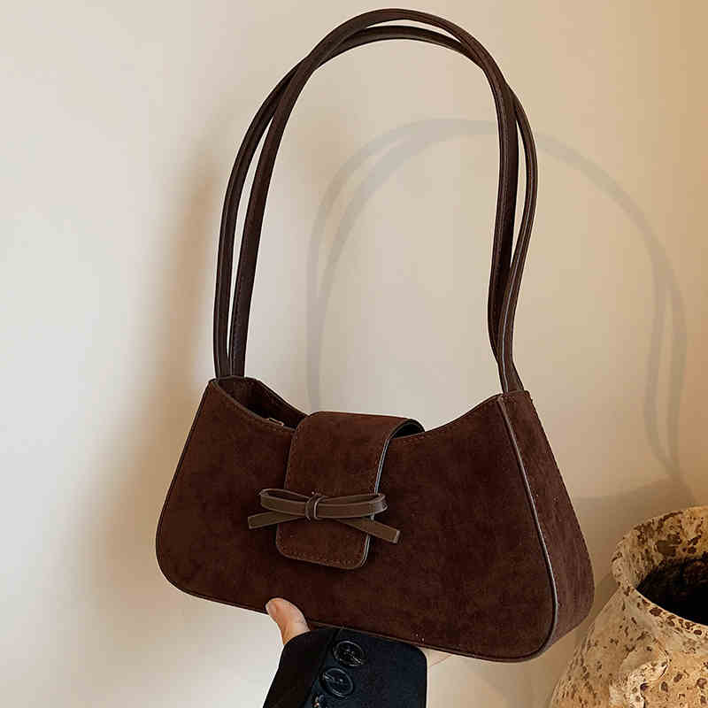 Сумка подмышкой из нубуковой кожи в стиле ретро для женщин — фото 5